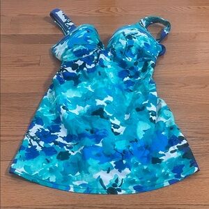 Women's Blue Floral Swim One Piece